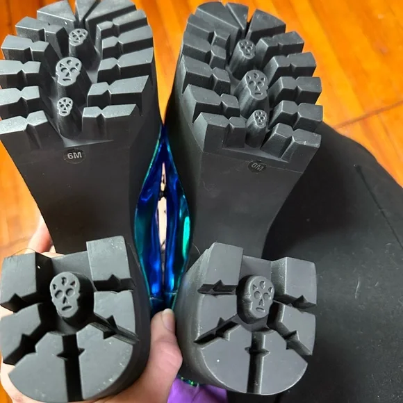 Rare boot metallic teal moonstone heel platform current mood rave festival edm - Picture 14 of 14